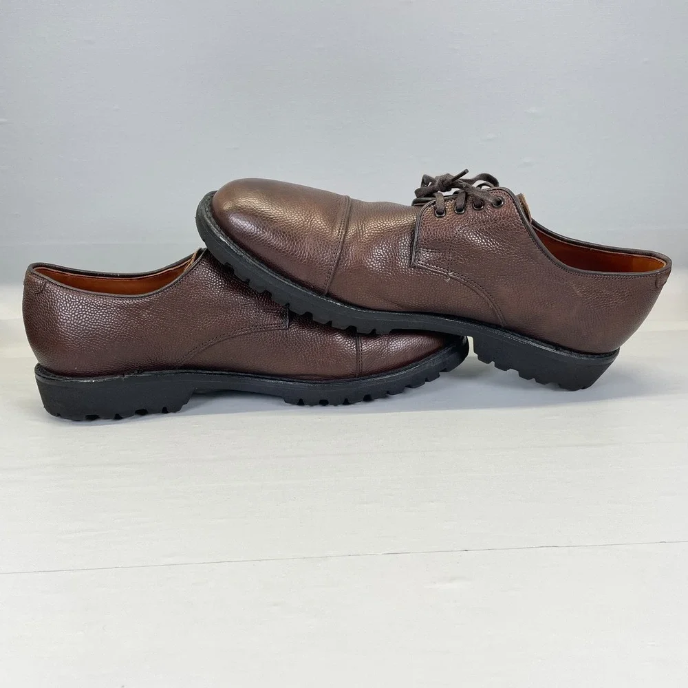Allen Edmonds Tate Oxford Shoes Mens Size 10.5 D Brown Pebbled Leather Cap Toe
